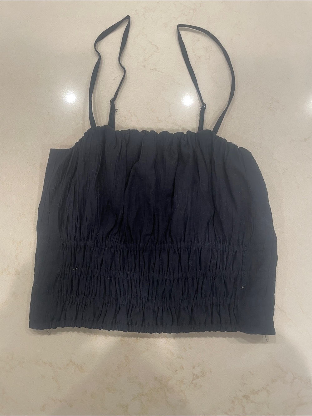 Abercrombie & Fitch Black Smocked Crop Cami
